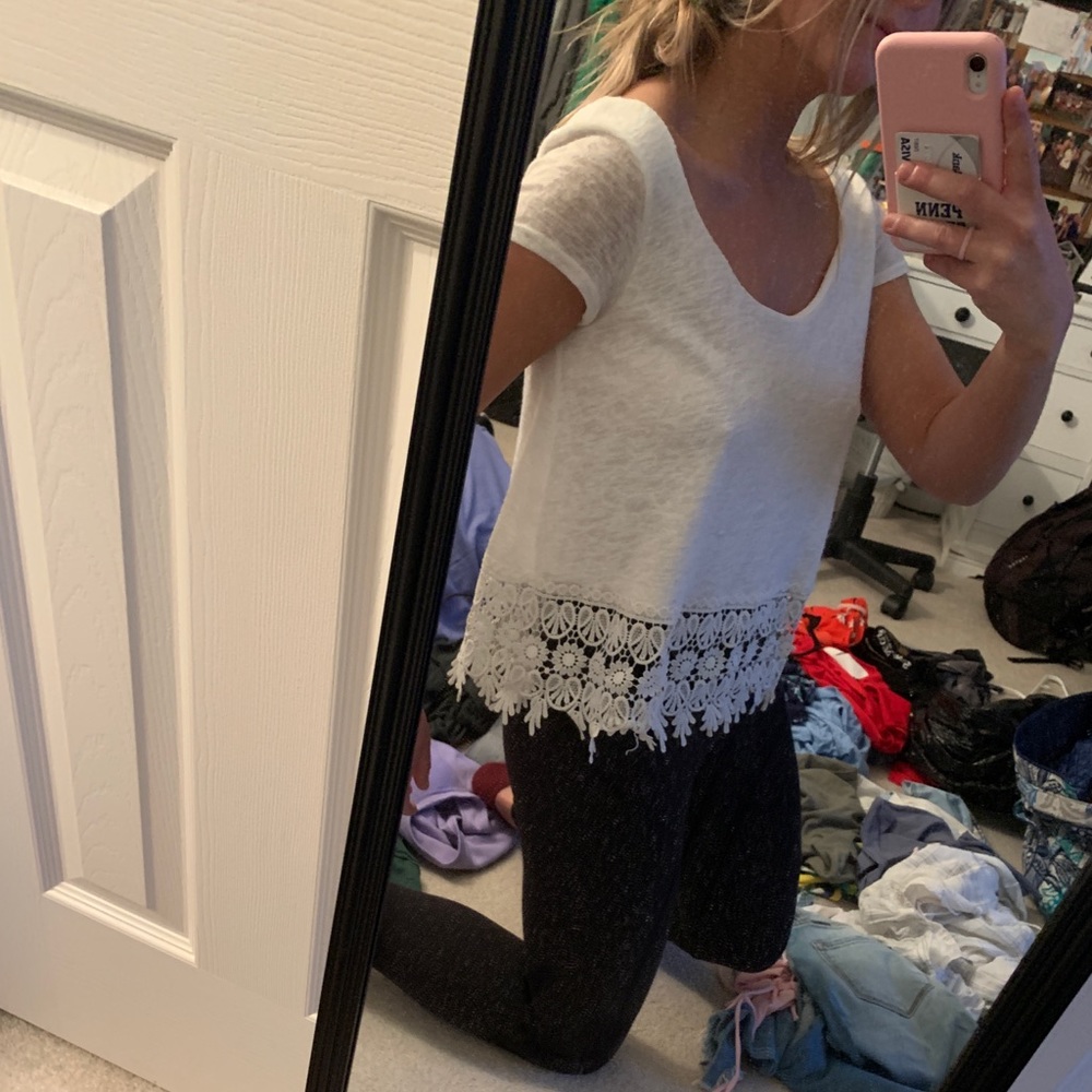 White cropped lace top